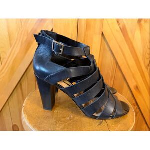 Audrey Brooke Black Leather Studded Gladiator Sandal Women's 11 Ankle Strap